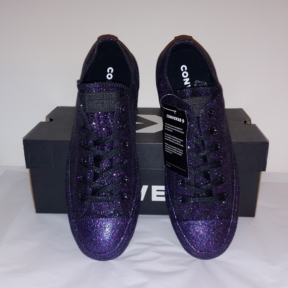 Purple black galaxy glitter low top converse - Picture 4 of 8